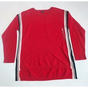 NWT Ladies Hanna Red LS Sweater W/Metallic Side Stripes Size Small